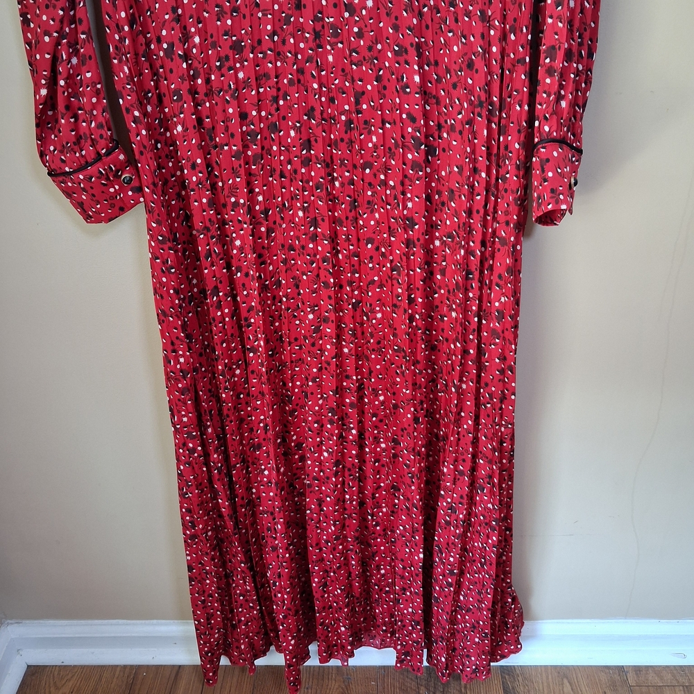 Scotch And Soda Anthropologie NWOT Red Printed Pleated Maxi Dress; Size M - Picture 5 of 12